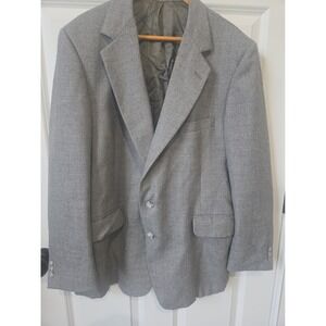 Vintage Warren Sewell Men's Herringbone Suit Jacket Blazer Gray 44R Made In USA